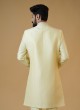 Lemon Yellow Embroidered Indowestern Set With Jacket